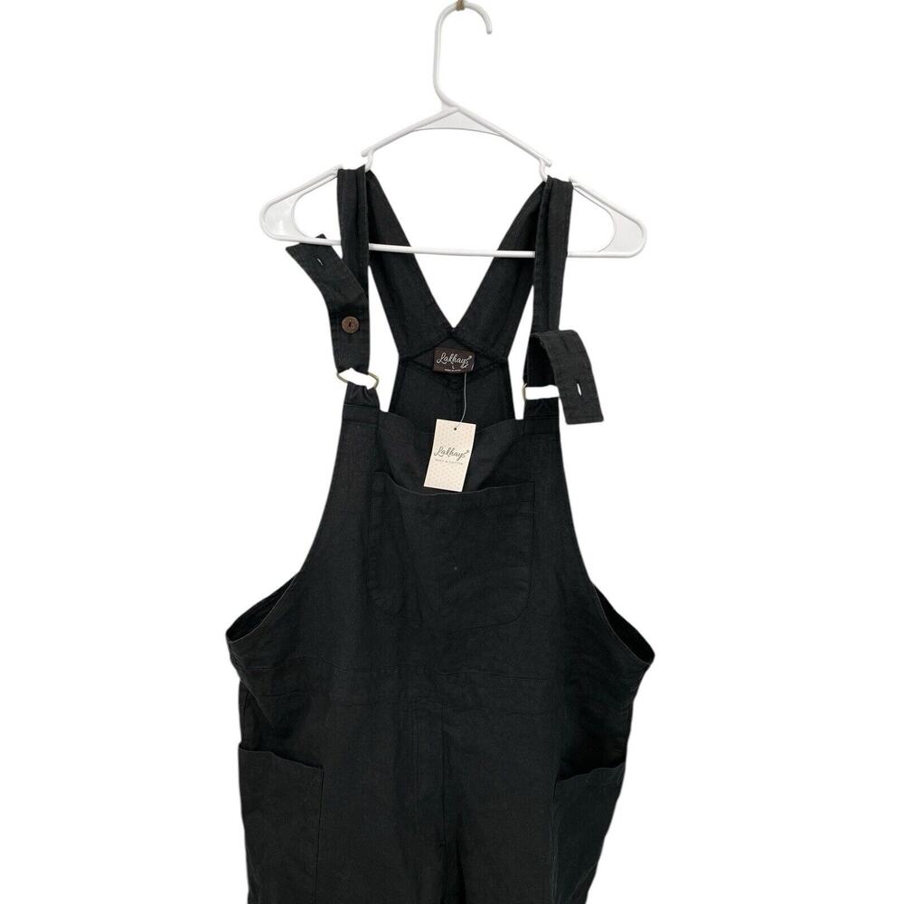 NWT Lakhays Overalls Black Cotton Hemp Lagenlook Boho Size Large - Picture 2 of 10